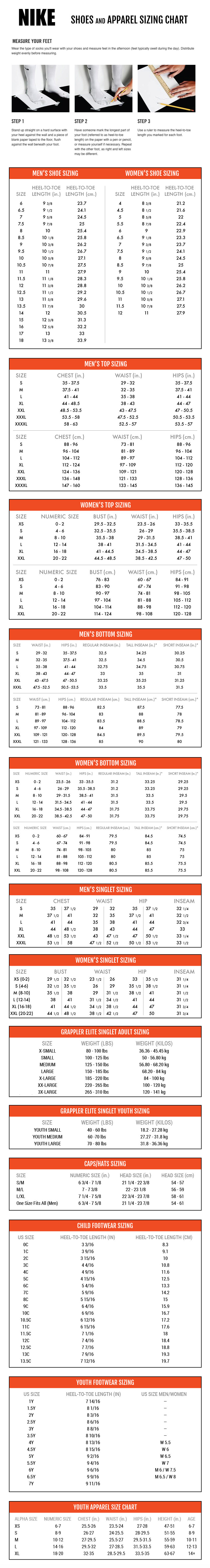 nike 10c size chart